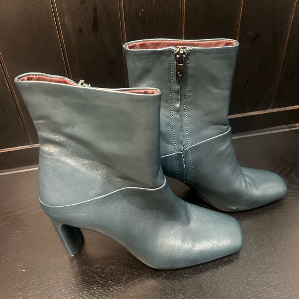 Franco Sarto Teal Leather Ankle Boots